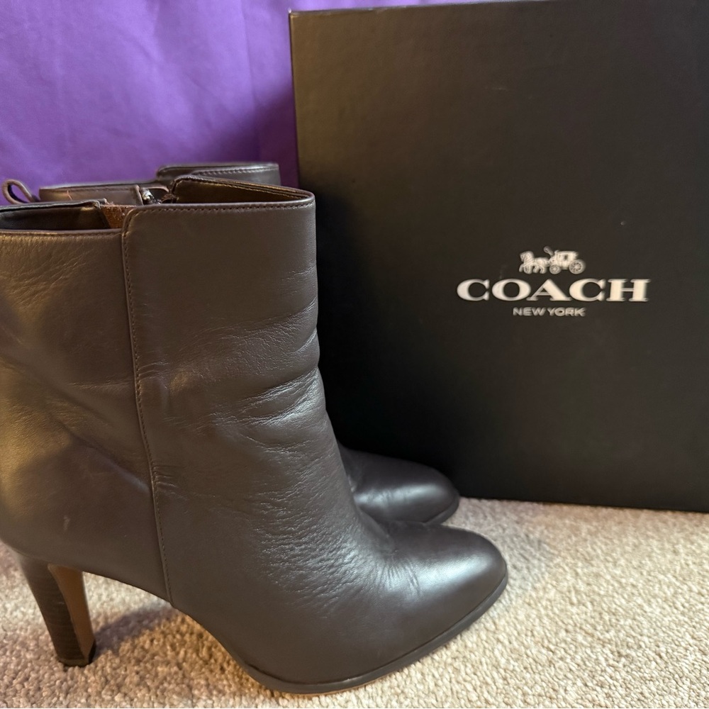 Coach Women's Black Leather Ankle Boots